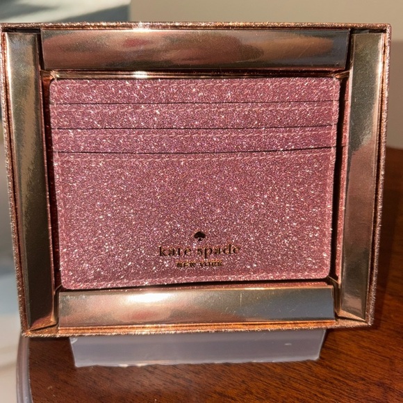 Kate Spade  Glitter mini tote  wristlet
Card holder  Mitten Pink 3 piece set NWT - Picture 5 of 17